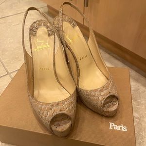 Christian Louboutin peep toe sling back pumps